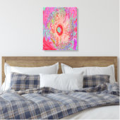 Psychedelic Retro Coral Rainbow Hibiscus Canvas Afdruk (Insitu (Slaapkamer))