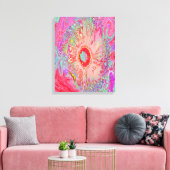 Psychedelic Retro Coral Rainbow Hibiscus Canvas Afdruk (Insitu (Woonkamer))