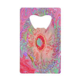 Psychedelic Retro Coral Rainbow Hibiscus Creditkaart Flessenopener