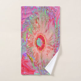 Psychedelic Retro Coral Rainbow Hibiscus Handdoek