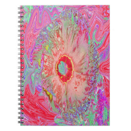 Psychedelic Retro Coral Rainbow Hibiscus Notitieboek