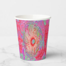 Psychedelic Retro Coral Rainbow Hibiscus Papieren Bekers