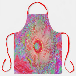 Psychedelic Retro Coral Rainbow Hibiscus Schort