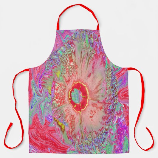 Psychedelic Retro Coral Rainbow Hibiscus Schort (Voorkant)