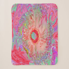 Psychedelic Retro Coral Rainbow Hibiscus Sherpa Deken