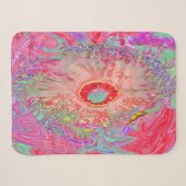 Psychedelic Retro Coral Rainbow Hibiscus Sherpa Deken (Voorkant (horizontaal))