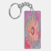 Psychedelic Retro Coral Rainbow Hibiscus Sleutelhanger (Voorkant Links)