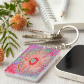 Psychedelic Retro Coral Rainbow Hibiscus Sleutelhanger (Voorkant Rechts)