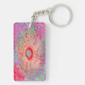 Psychedelic Retro Coral Rainbow Hibiscus Sleutelhanger (achterkant)