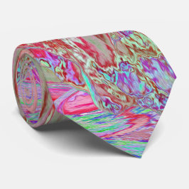 Psychedelic Retro Coral Rainbow Hibiscus Stropdas