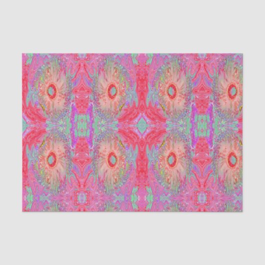 Psychedelic Retro Coral Rainbow Hibiscus Tissuepapier (Voorkant)