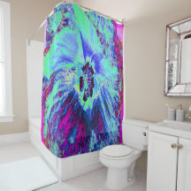 Psychedelic Retro Green en Blue Hibiscus Flower