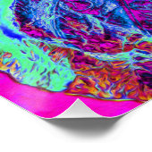 Psychedelic Retro Green en Blue Hibiscus Flower Perfect Poster (Hoek)