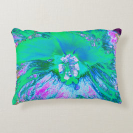 Psychedelic Retro Green en Hot Pink Hibiscus Accent Kussen