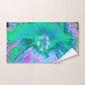 Psychedelic Retro Green en Hot Pink Hibiscus Bad Handdoek (Handdoek)
