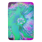 Psychedelic Retro Green en Hot Pink Hibiscus Badmat (Voorkant Verticaal)