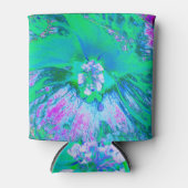 Psychedelic Retro Green en Hot Pink Hibiscus Blikjeskoeler (Voorkant)