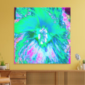 Psychedelic Retro Green en Hot Pink Hibiscus Canvas Afdruk (Insitu (Woonkamer))