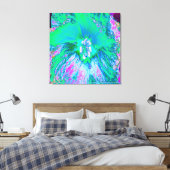 Psychedelic Retro Green en Hot Pink Hibiscus Canvas Afdruk (Insitu (Slaapkamer))