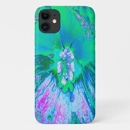 Psychedelic Retro Green en Hot Pink Hibiscus Case-Mate iPhone Case (Achterkant)