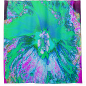 Psychedelic Retro Green en Hot Pink Hibiscus Douchegordijn (Voorkant)