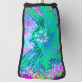 Psychedelic Retro Green en Hot Pink Hibiscus Golfheadcover (Draai 90)