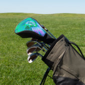 Psychedelic Retro Green en Hot Pink Hibiscus Golfheadcover (Insitu)