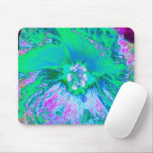 Psychedelic Retro Green en Hot Pink Hibiscus Muismat (Met muis)