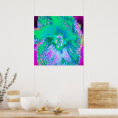 Psychedelic Retro Green en Hot Pink Hibiscus Poster (Keuken)