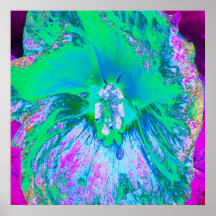 Psychedelic Retro Green en Hot Pink Hibiscus