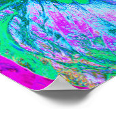 Psychedelic Retro Green en Hot Pink Hibiscus Poster (Hoek)