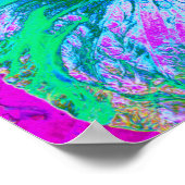 Psychedelic Retro Green en Hot Pink Hibiscus Poster (Hoek)