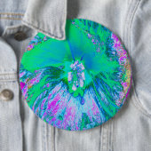 Psychedelic Retro Green en Hot Pink Hibiscus Ronde Button 6,0 Cm (In situ)