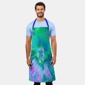 Psychedelic Retro Green en Hot Pink Hibiscus Schort (Gedragen)