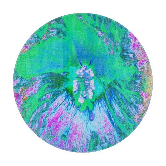 Psychedelic Retro Green en Hot Pink Hibiscus Snijplank (Voorkant)