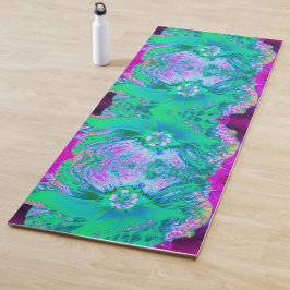 Psychedelic Retro Green en Hot Pink Hibiscus Yogamat