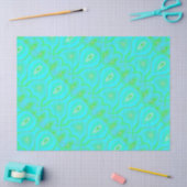 Psychedelic retro hippie 60 green blue boho tissuepapier (Craft)