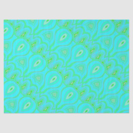 Psychedelic retro hippie 60 green blue boho tissuepapier (Voorkant)