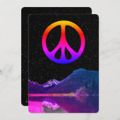 Psychedelic retro peace sign on lake in space feestdagenkaart (Voorkant / Achterkant)