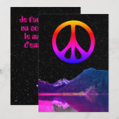 Psychedelic retro peace sign on lake in space feestdagenkaart (Voorkant / Achterkant)