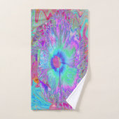 Psychedelic Retro Rainbow Blue Hibiscus Bad Handdoek (Handdoek)