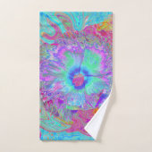 Psychedelic Retro Rainbow Blue Hibiscus Bad Handdoek (Handdoek)