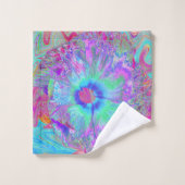 Psychedelic Retro Rainbow Blue Hibiscus Bad Handdoek (Wasdoekje)