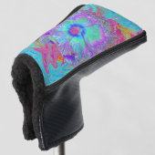 Psychedelic Retro Rainbow Blue Hibiscus Golfheadcover (3/4 voorkant)
