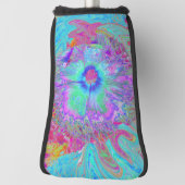 Psychedelic Retro Rainbow Blue Hibiscus Golfheadcover (Draai 90)