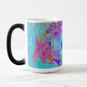 Psychedelic Retro Rainbow Blue Hibiscus Magische Mok (Links)