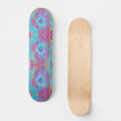Psychedelic Retro Rainbow Blue Hibiscus Persoonlijk Skateboard (Voorkant)