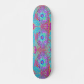 Psychedelic Retro Rainbow Blue Hibiscus Persoonlijk Skateboard (Voorkant)