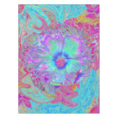 Psychedelic Retro Rainbow Blue Hibiscus Tafelkleed (Voorkant)