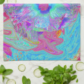 Psychedelic Retro Rainbow Blue Hibiscus Theedoek (Gevouwen)